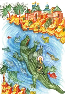 Как святой Еллий подружился с диким осликом и переплыл реку на злобном крокодиле